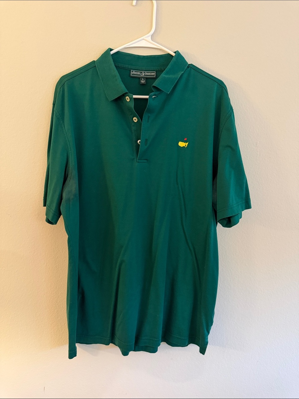 Masters Collection Deep Green Polo with Yellow Crest L